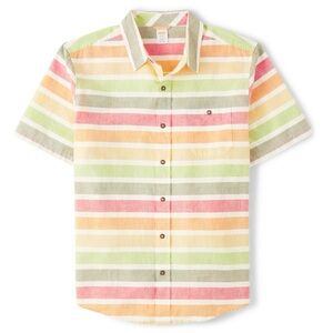 2023 Gymboree “Little Sprout” Matching Family Striped Button Up Shirt, Size XL